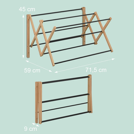Wall-Mounted Bamboo Metal Drying Rack – Extendable