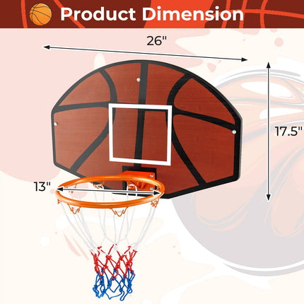Nástěnný basketbalový koš, nerozbitná deska 26 x 17.5
