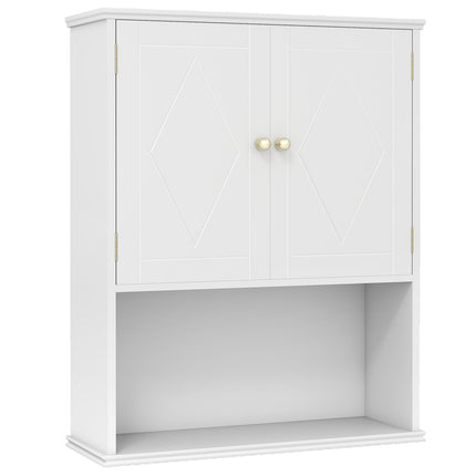 Wall-Mounted Bathroom Cabinet, 2-Door, Adjustable Shelf, White