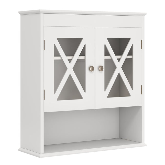 Wandmontierter Badezimmerschrank, verstellbares Regal, weißes MDF