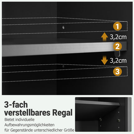 Wall-Mounted Bathroom Cabinet, Black, 2 Doors, Adjustable Shelf