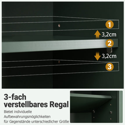 Wall-Mounted Bathroom Cabinet, Green, 2 Doors, Adjustable Shelf