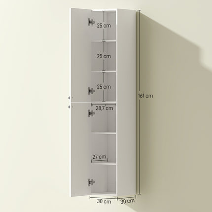 Wandmontierter Badezimmerschrank, weißes MDF, 161 cm