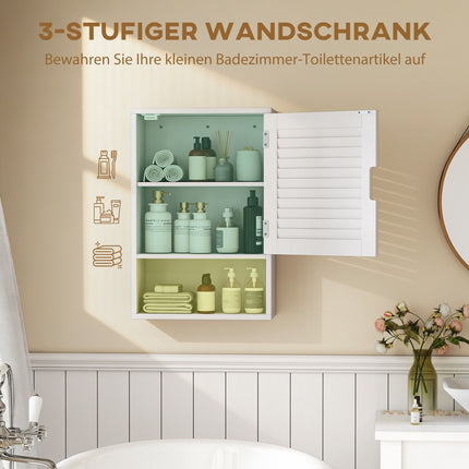 Wandmontierter Badezimmerschrank, weißes MDF, verstellbare Einlegeböden
