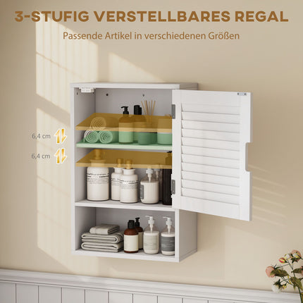 Wandmontierter Badezimmerschrank, weißes MDF, verstellbare Einlegeböden
