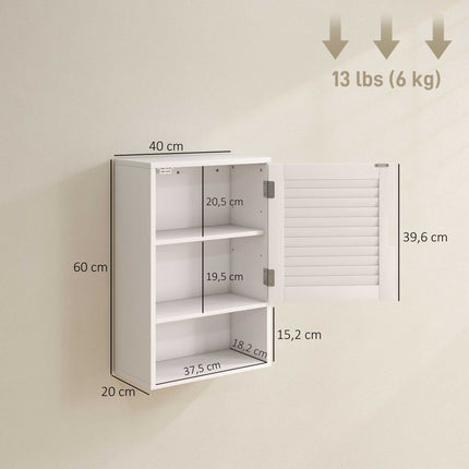Wandmontierter Badezimmerschrank, weißes MDF, verstellbare Einlegeböden