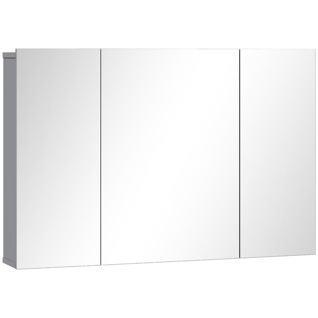 Wandmontierter Badezimmer-Spiegelschrank, 3-türig, Grau, Verstellbar