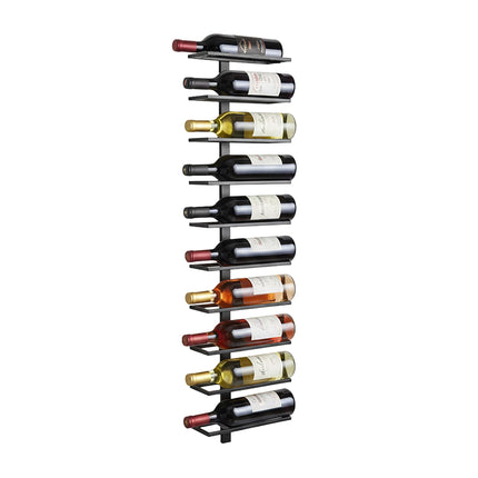 Wandmontiertes Weinregal aus schwarzem Metall, für 10 Flaschen