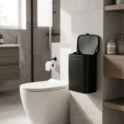 Wall-Mounted Black Waste Bin, 8L Capacity