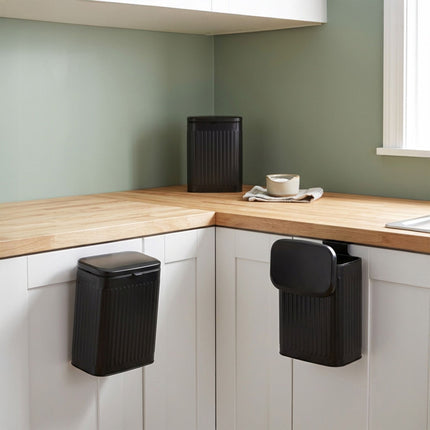 Wall-Mounted Black Waste Bin, 8L Capacity