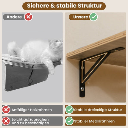 Wandmontiertes Katzen-Kletterset mit Kratzbaum und Hängematte