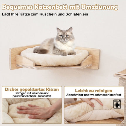 Wandmontiertes Katzenmöbel-Set mit Hängematten & Bett