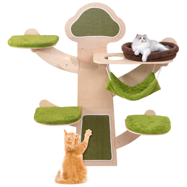 Wandmontierter Katzenbaum mit Hängematte und Kratzbaum