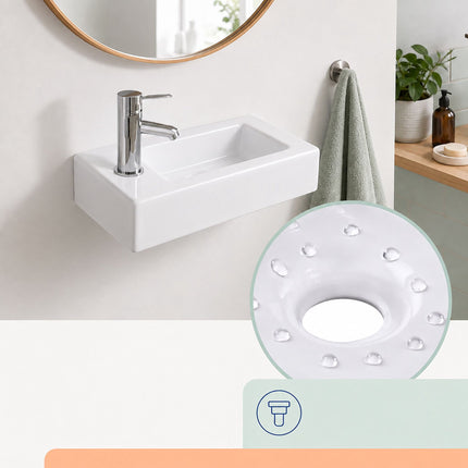 Wall-Mounted Ceramic Washbasin, 37 x 18 cm, White