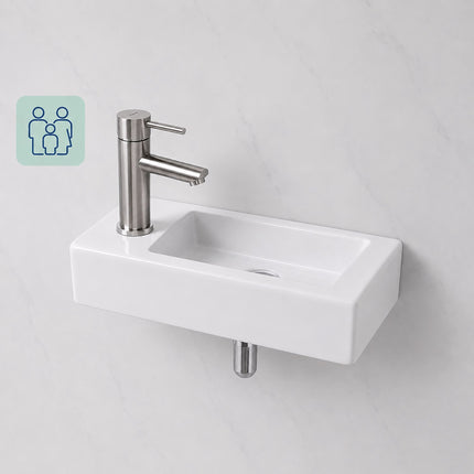 Wall-Mounted Ceramic Washbasin, 37 x 18 cm, White