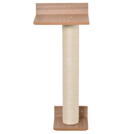 Wall mounted cat tree with sisal scratching post, natural
