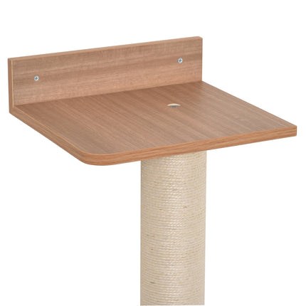 Wall mounted cat tree with sisal scratching post, natural