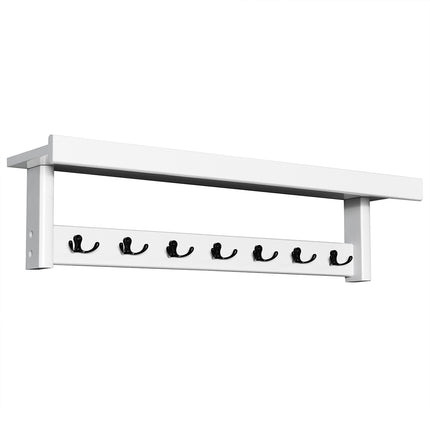 Wandgarderobe, 7 Doppelhaken, Ablage, Gummibaumholz