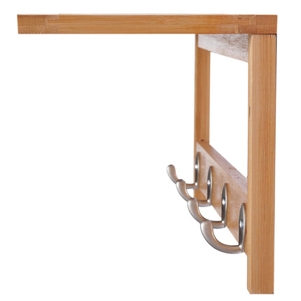 Wall-Mounted Coat Rack, Natural Wood, 4 Hooks, 5kg Capacity