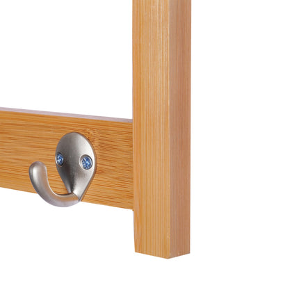 Wall-Mounted Coat Rack, Natural Wood, 4 Hooks, 5kg Capacity