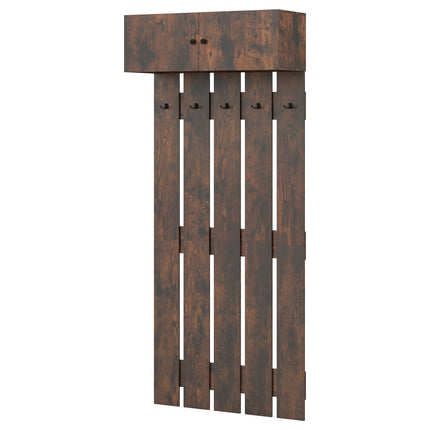 Wall-Mounted Coat Rack with 5 Hooks and 2-Door Cabinet