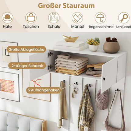 Wandgarderobe mit 5 Haken und Schrank