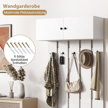 Wandgarderobe mit 5 Haken und Schrank