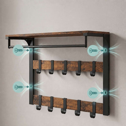 Wandgarderobe mit Ablage, Vintage Braun-Schwarz, 65 cm