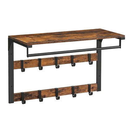 Wandgarderobe mit Ablage, Vintage Braun-Schwarz, 65 cm