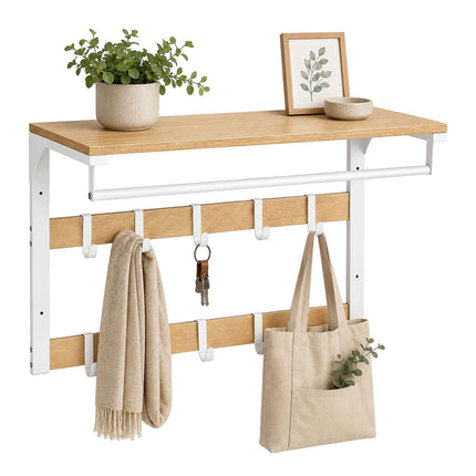 Wandgarderobe mit Ablage, Weißeiche, 65 cm