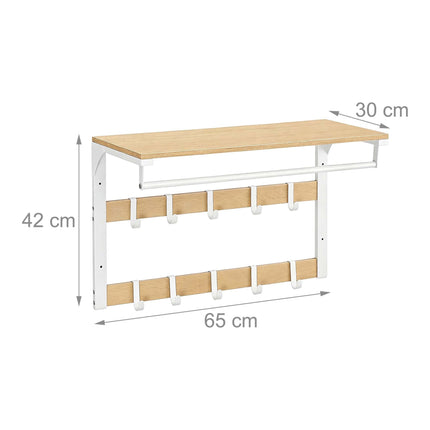 Wandgarderobe mit Ablage, Weißeiche, 65 cm