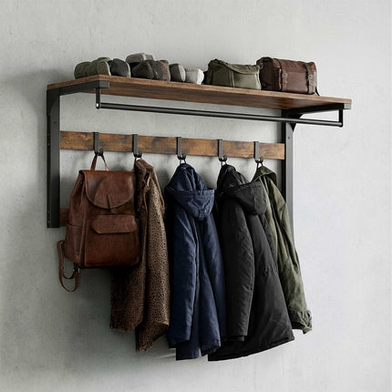 Wandgarderobe mit Ablage, Weißeiche, 65 cm