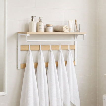 Wandgarderobe mit Ablage, Weißeiche, 65 cm