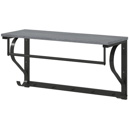 Wandgarderobe mit Ablage und 5 Haken, Grau