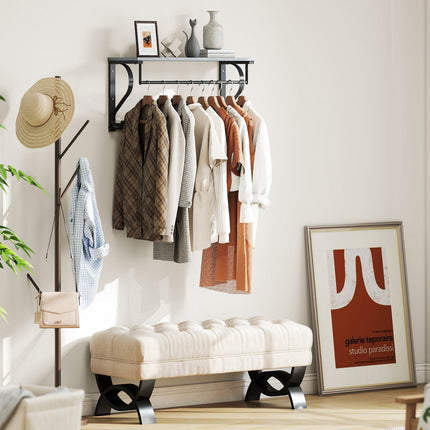 Wandgarderobe mit Ablage und 5 Haken, Grau