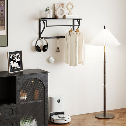 Wandgarderobe mit Ablage und 5 Haken, Grau