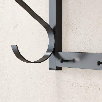 Wandgarderobe mit Ablage und 5 Haken, Grau