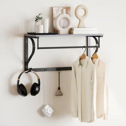 Wandgarderobe mit Ablage und 5 Haken, Grau