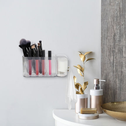 Wall-Mounted Cosmetics Organizer with Hooks