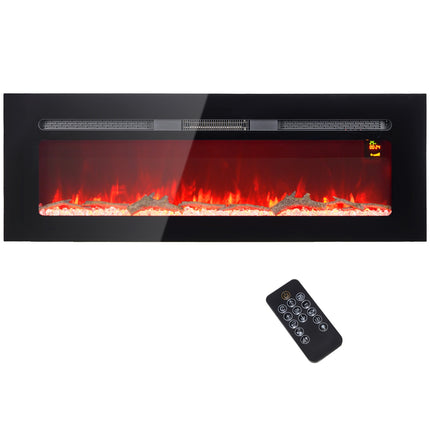 Wall-Mounted Electric Fireplace, 1800W, Adjustable Heat