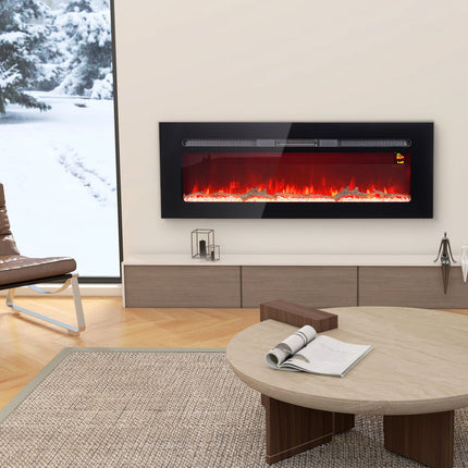 Wall-Mounted Electric Fireplace, 1800W, Adjustable Heat