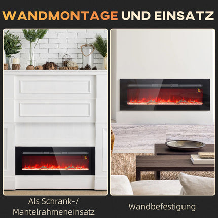 Wall-Mounted Electric Fireplace, 1800W, Adjustable Heat