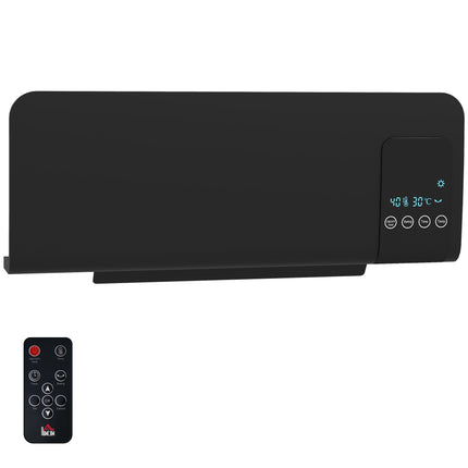 Wall-Mounted Electric Heater, Black, 2 Modes, Timer, LED Display