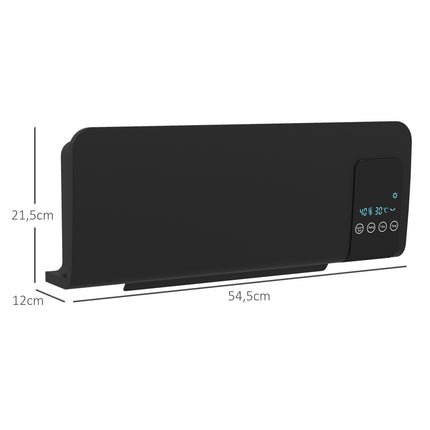 Wall-Mounted Electric Heater, Black, 2 Modes, Timer, LED Display