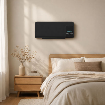 Wall-Mounted Electric Heater, Black, 2 Modes, Timer, LED Display