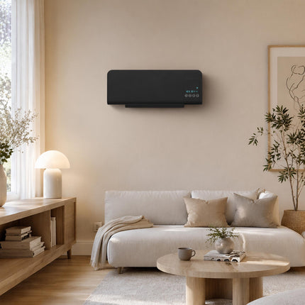 Wall-Mounted Electric Heater, Black, 2 Modes, Timer, LED Display