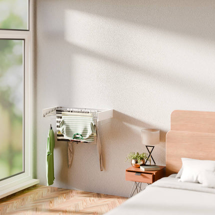 Wall-Mounted Foldable Clothes Drying Rack with Towel Rails