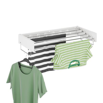 Wall-Mounted Foldable Clothes Drying Rack with Towel Rails