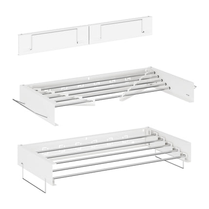 Wall-Mounted Foldable Clothes Drying Rack with Towel Rails