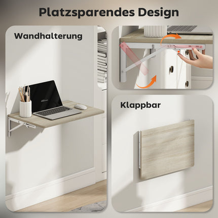 Wandmontierter Klapptisch, 60x40 cm, Eiche-Finish